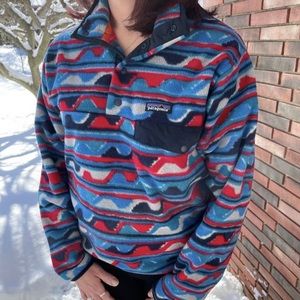 Patagonia Synchilla Fleece Snap-T Pullover Women's Size L Delta Navy Blue
